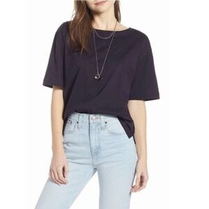 Something Navy Nordstrom Blue Seamed Tee XS